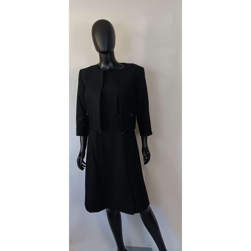 Alex Marie Black 2 Piece Cropped Jacket Dress Set Size 8 KS0269
